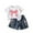 White1868, variant on MEZZALL Summer Toddler Girls Short Sleeve Bowknot Prints T-Shirt Tops Denim Shorts Outfits Breathable Baby Wear