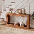 thumbnail image 4 of Bingirl 63-Inch Farmhouse Console Table: 2-Tier Storage, Ideal for Narrow Entryways and Sofas, Brown, 4 of 7