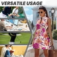 thumbnail image 6 of KUIFORTI Pink Flower Matching Couple Golf Shirts Quarter Zip Matching Couple Sport Shirts Woman Golf Tennis Dress with Pocket Built in Shorts for Golf,Tennis,Hiking,Running,Gym, 6 of 7