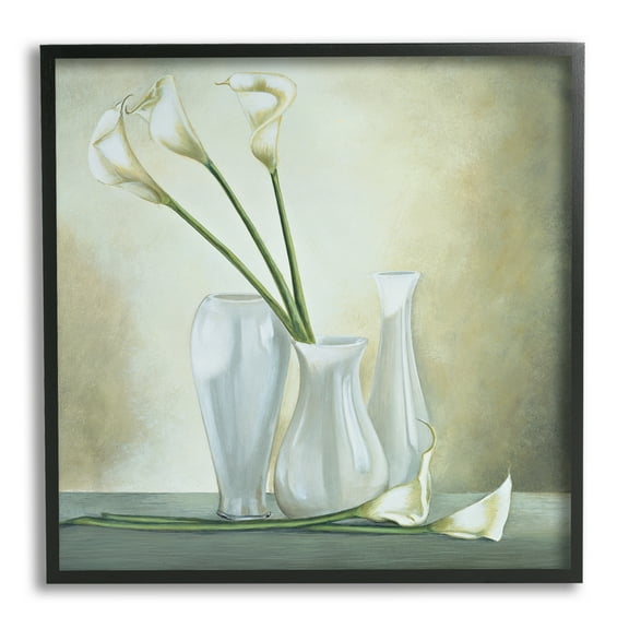 Stupell Industries Calla Lilies Vase Painting Botanical & Floral Painting Black Framed Art Print Wall Art, 12 x 12