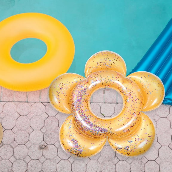 Worgeous Golden PVC Safe Swim Float for Swimming Use Inflatable Pool Flower Shaped Ring 47.2 Inches