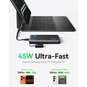 INIU 45W Fast Charging Portable Charger, 40% Smaller 10000mAh with Detachable Cable, Flight-Safe Travel Power Bank, USB C External Battery Pack for iPhone 17 16 Pro iPad Samsung S25 Google etc, Black