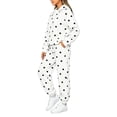 thumbnail image 4 of Fall Sets Women 2 Piece Outfits Lightweight Elastic Waist Joggers Matching Long Sleeve Hoodies Polka Dot Cute Y2k Fashion Tracksuits with Pockets White XL, 4 of 5