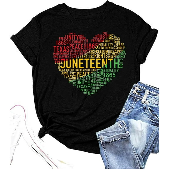 Juneteenth_Shirt Outdoor Tops Sports T-shirt Casual Graphics Tops Gift Tee Medium Man Women
