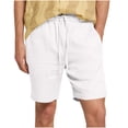 thumbnail image 1 of Pantalones de Hombre Elástico Cintura Músculo Casual Imitación Algodón Lino Textura Atado Cinco Cuartos de Pantalones Cortos, 1 of 8