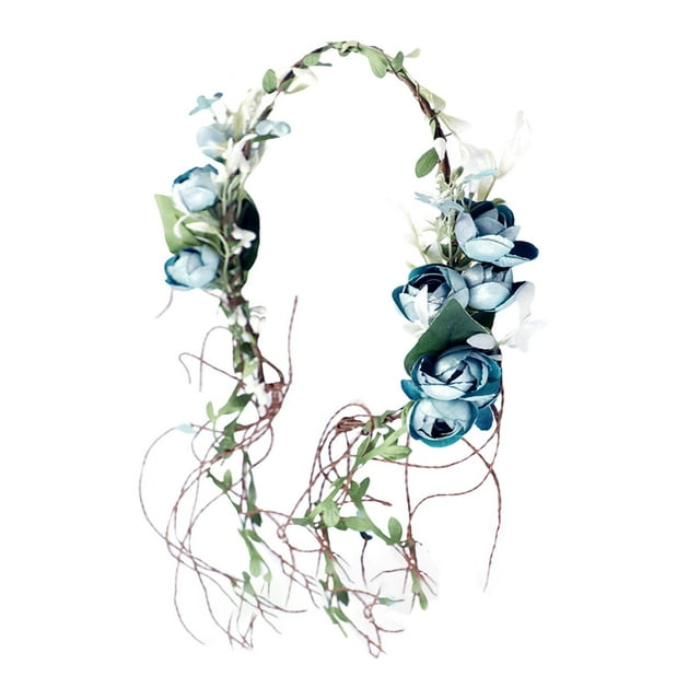 Diadema de Flores Hecha a Mano Salvador Corona Floral de Novia Azul