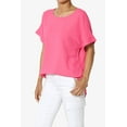 thumbnail image 3 of Women's PLUS Lightweight Woven Dolman Short Sleeve Boat Neck Relaxed Blouse Basic Top, 3 of 7