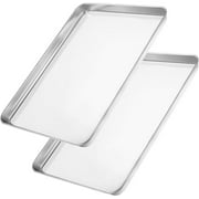 Baking Sheets Set of 2, RUseeN Cookie Sheets 2 Pieces & Stainless Steel Baking Sheet & Toaster Oven Tray Pans, Rectangle Size 10L x 8W x 1H inch & Non Toxic & Healthy & Easy Clean