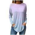 thumbnail image 2 of thefmos Women Plus Size Fall Winter Long Sleeve Round Neck Loose Pullover Tops Gradient Casual Blouses Cozy Sweatshirt for Daily Wear Trendy, Pink 2XL, 2 of 5