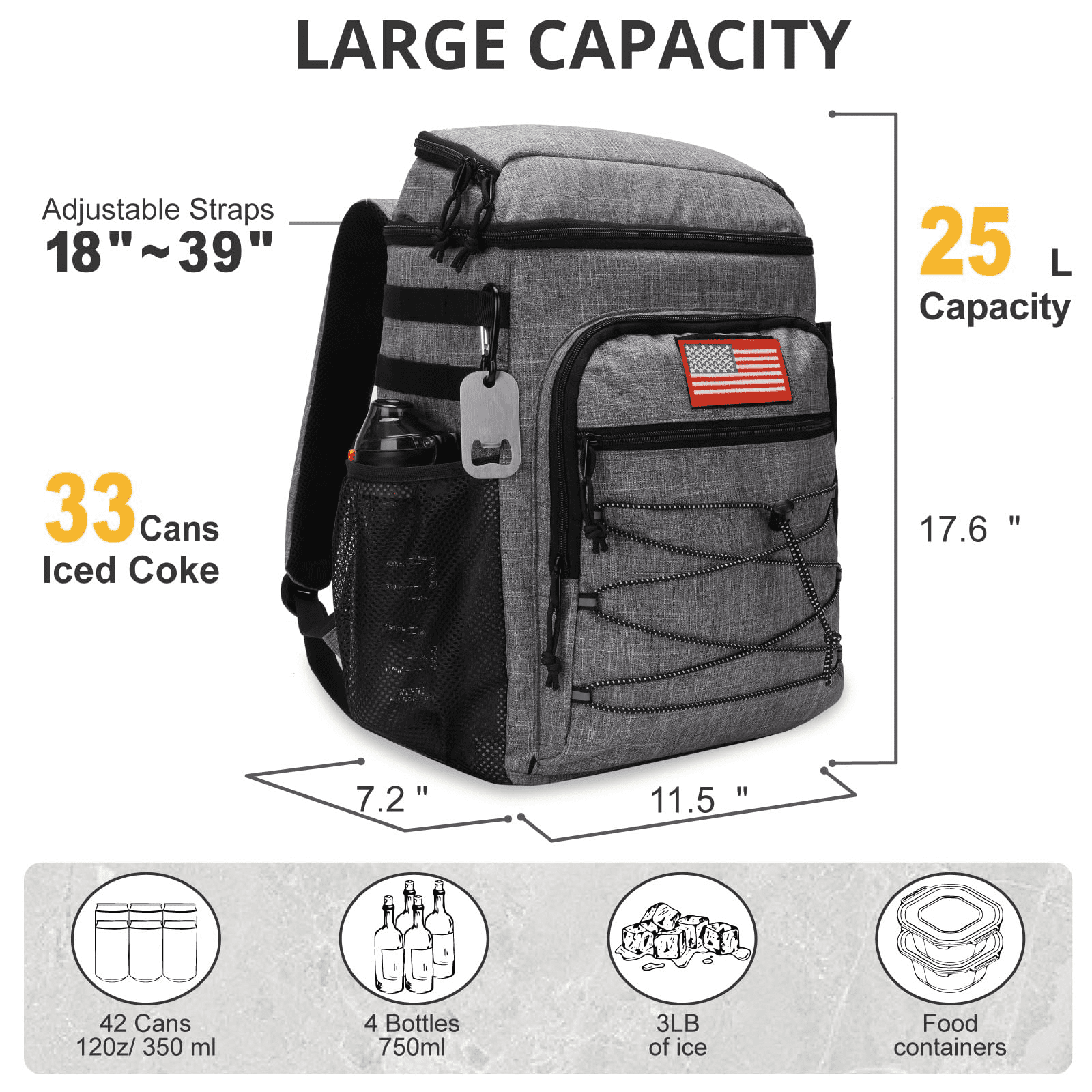 TRIPGEAR 25L Large Lunch Cooler Backpack Insulated Leak-Proof, Waterproof Ice Chest Backpack