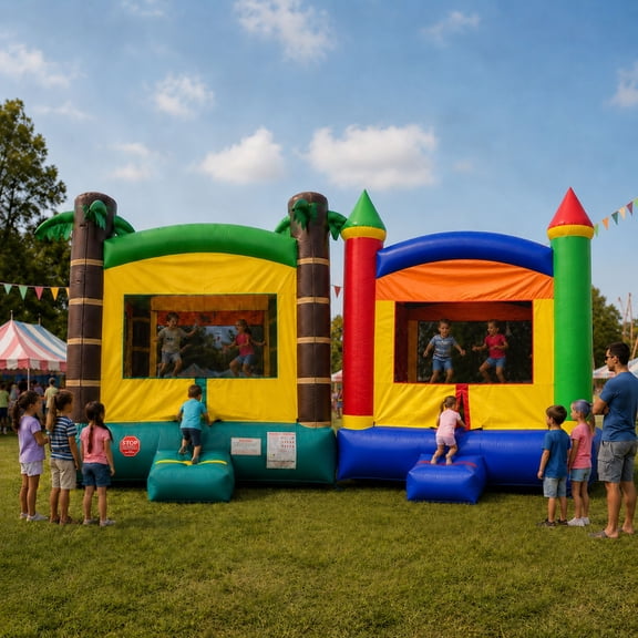 Pogo Crossover Inflatable Bounce House With Blower Kids Bouncy Jumper 2-Pack