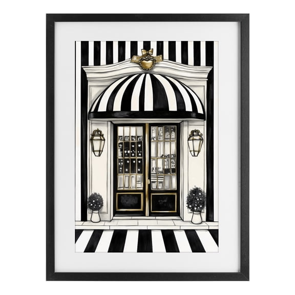 Stupell Industries Art Deco Paris Storefront Facade Black Framed Print Under Glass, 14 x 20, by Petals Prints Design
