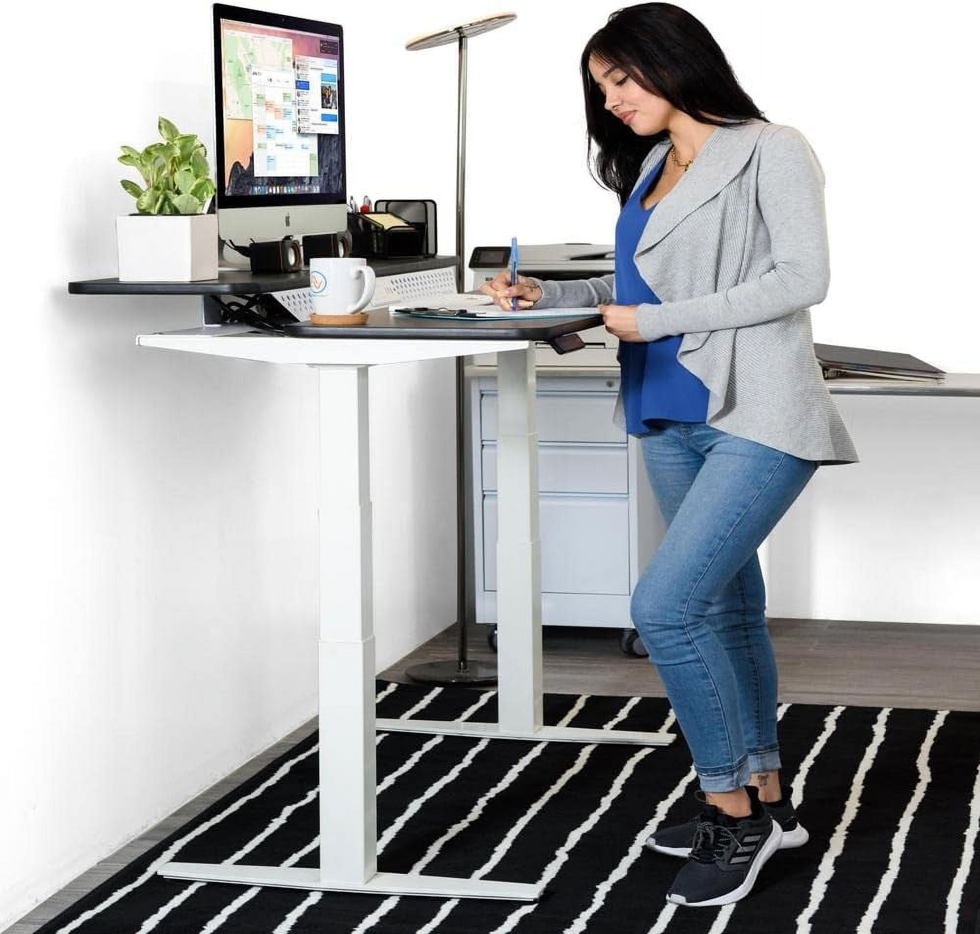 Versadesk Electric Standing Desk, Split-Level Height Adjustable Sit-to-Stand, Dual Motor, 2 Memory Settings, 3 USB Ports, Ergonomic, | White, 48 x 30