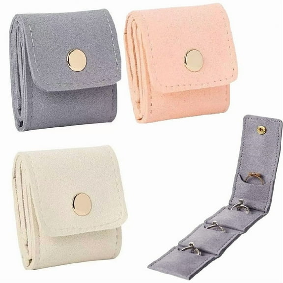 3 Pcs Mini Travel Jewelry Bag, Small Portable Jewelry Organizer Roll with Buckle, Foldable Jewelry Case for Travel Rings, Earrings, Necklaces, Bracelets