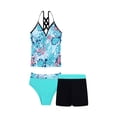 thumbnail image 3 of YONGHS Kids Girls 3-Piece Tankini Sets Swimsuit Top with Briefs Shorts Set Swimwear Bathing Suit, 3 of 7