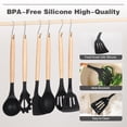 thumbnail image 5 of HEESEM 43 Pcs Silicone Kitchen Utensils Set with Wooden Handles, Heat Resistant Nonstick Spatula & Cooking Tools with Holder Black, 5 of 10