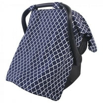 Hudson Baby Infant Girl Reversible Car Seat and Stroller Canopy, Navy Trellis, One Size