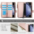 thumbnail image 4 of For Samsung Galaxy Z Fold 6 Wallet Phone Case,with Zipper Pocket,With Wrist Strap,Lanyard,Card Slots,S-Pen Holder,Kickstand,Heavy Duty Shockproof PU Leather Rugged Phone Case,Rosegold, 4 of 7