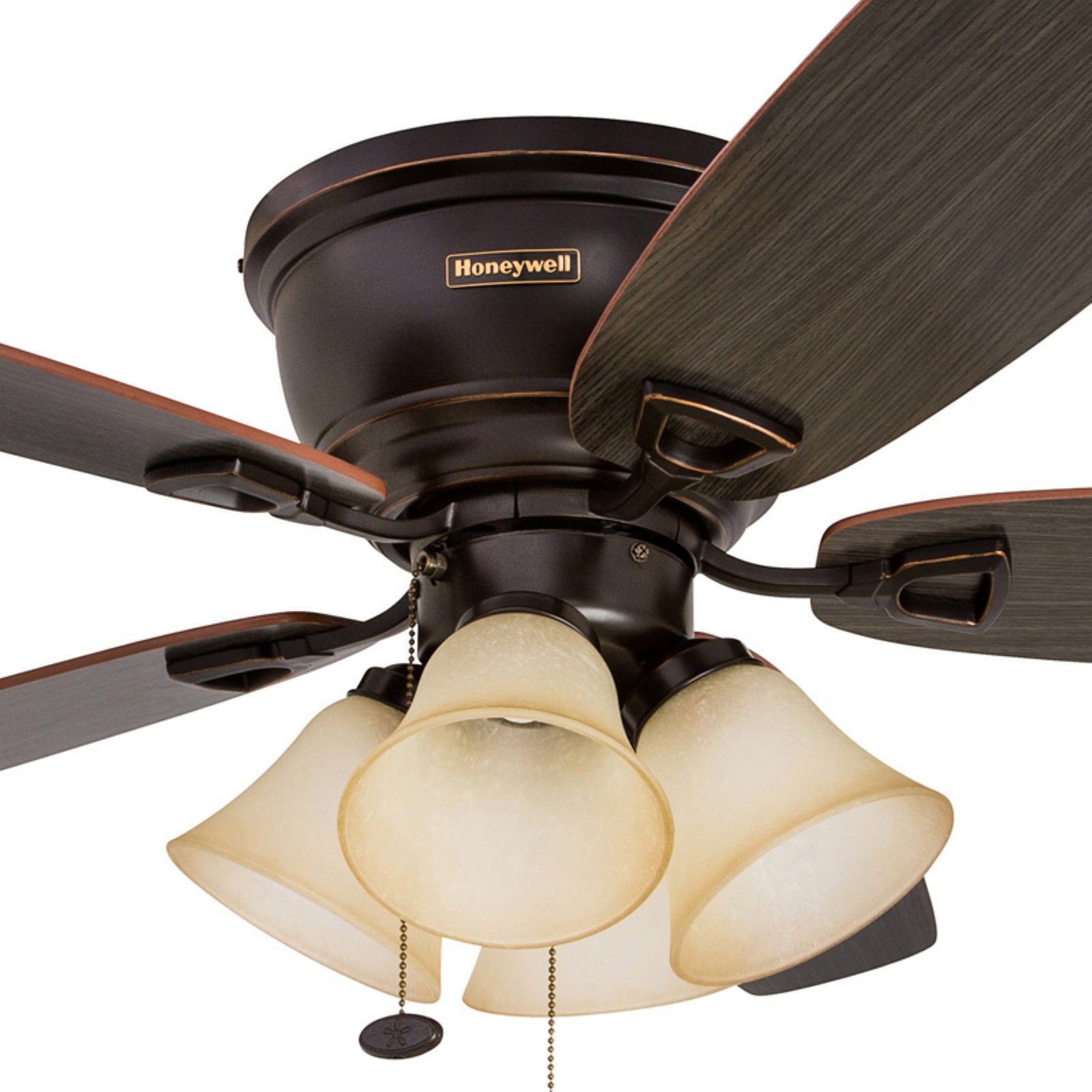 52" Honeywell Glen Alden Brushed Nickel Hugger Ceiling Fan with 4 Light