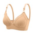 thumbnail image 2 of YWDJ Lounge Bras for Women Plus Size Closure in Back Bras Wirefree Sleep Bras Adjustable Straps Full Coverage Push up Wrap Comfy Bras Padded Comfort Wide Strap Bras Lounge Bras Beige S, 2 of 3