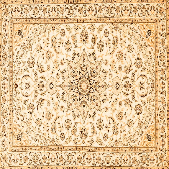 Ahgly Company Indoor Square Medallion Orange Traditional Area Rugs, 4' Square