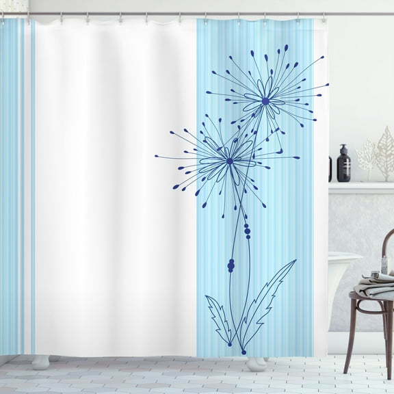 Ambesonne Striped Shower Curtain, Vertical Long Lines, 69"Wx84"L, Pale Blue