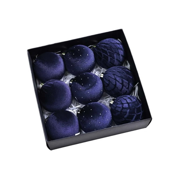 9 Pcs 3.15 Inch Large Velvet Christmas Ball Ornaments Vintage Style Flocked Hanging Decorations for Xmas Tree Holiday Party Wedding Home Decor Indoor Outdoor Shatterproof Bulbs