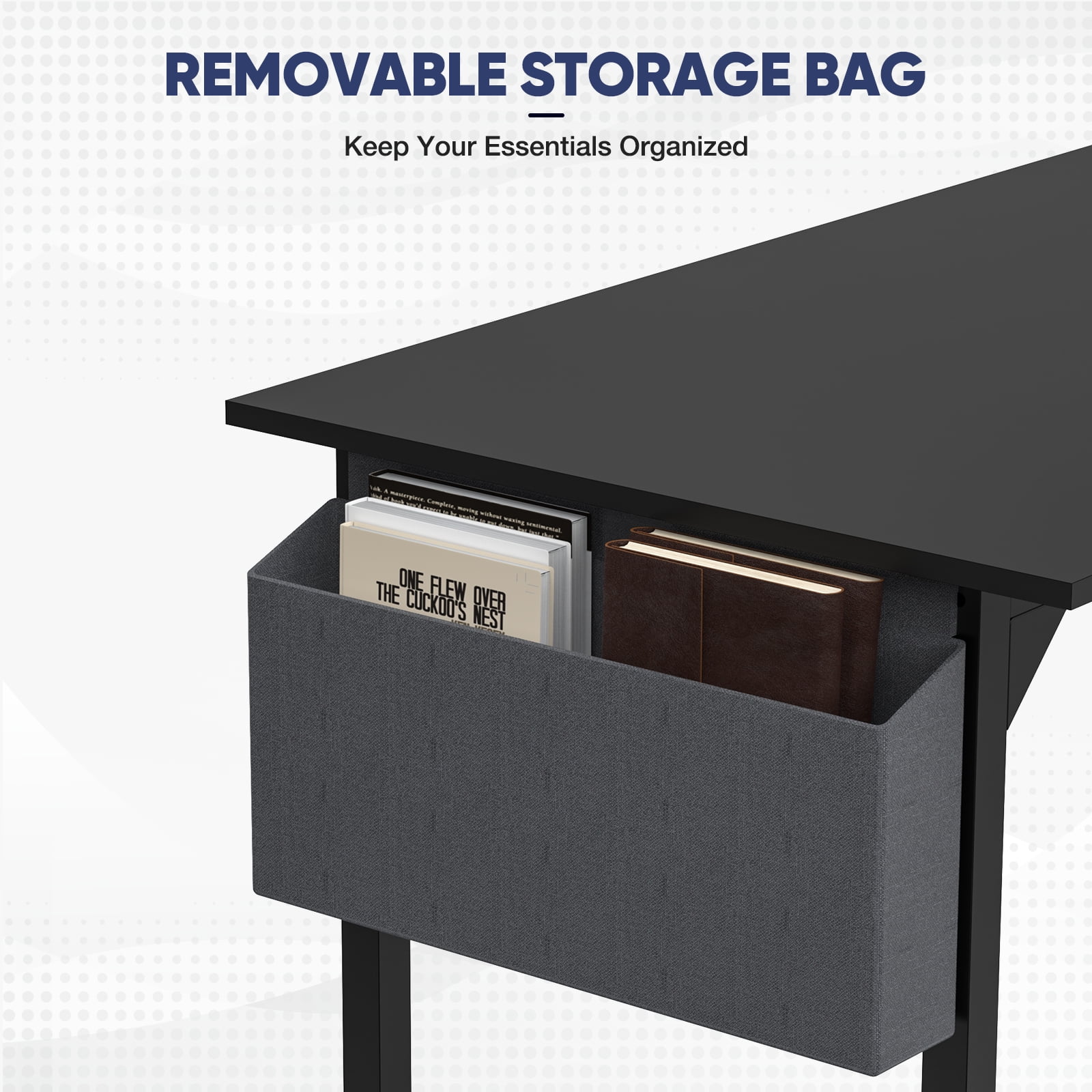 Aidoly 40inch Small Computer Desk Writing Study Work Office Table Modern Simple with Storage Bag and Hook for Home Bedroom, Black