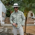 thumbnail image 3 of Fexilor Men's Button Down Long Sleeve Shirt Casual Vacation Style with Pearl Snap-on, 3 of 6