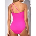 thumbnail image 5 of One Shoulder Swimsuit for Women Control Bathing Suits Modest Full Coverage Keyhole Swimwear Rose Red S, 5 of 6