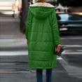 thumbnail image 4 of Dwralegc Long Puffer Jacket Womens Long Sleeve Thick Fall Long Puffer Jackets Shearling Zip Up Plus Size Coats Trendy Heavyweight Hooded Jackets with Pockets Dark Green M, 4 of 8