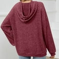 thumbnail image 4 of Gytharion Womens Drawstring Hooded Sweatshirts Fall Loose Comfy Knitted Pit Striped Pullover Blouse with Pocket Solid Casual Long Sleeve Hoodies for Women, 4 of 6
