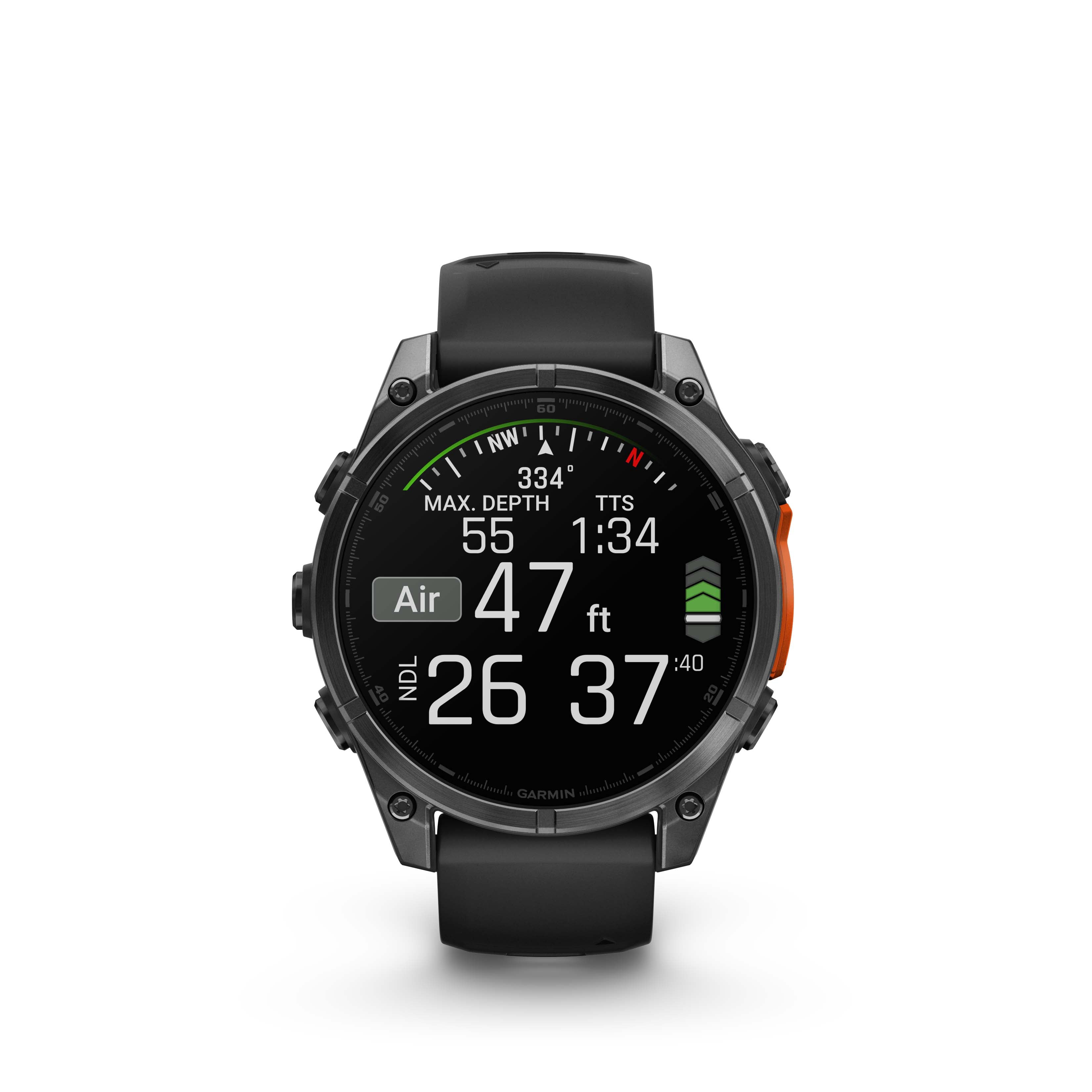 Montre intelligente GPS Garmin fēnix® 8 à écran AMOLED - 47 mm - Lunette gris ardoise avec bracelet en silicone noir