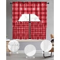 thumbnail image 2 of Red Plaid Swag Curtains for Living Room/Bedroom Windows, Modern Art Checkered Farmhouse Kitchen Curtains and Valances Set 36 Inch Length, Light Filtering Swags Valance Curtain Panels, 2 of 5