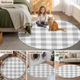 thumbnail image 6 of 4ft Washable Round Rug, Gray Plaid Non-Slip Circle Area Rug for Living Room Bedroom, Gray Gradient Indoor Floor Mat for Home Decor, 6 of 9