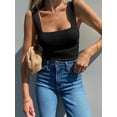 thumbnail image 3 of Womens Ribbed Tank Tops 2025 Summer Sleeveless Square Neck Shirts Casual Slim Fitted Knit Shirts Black L, 3 of 5
