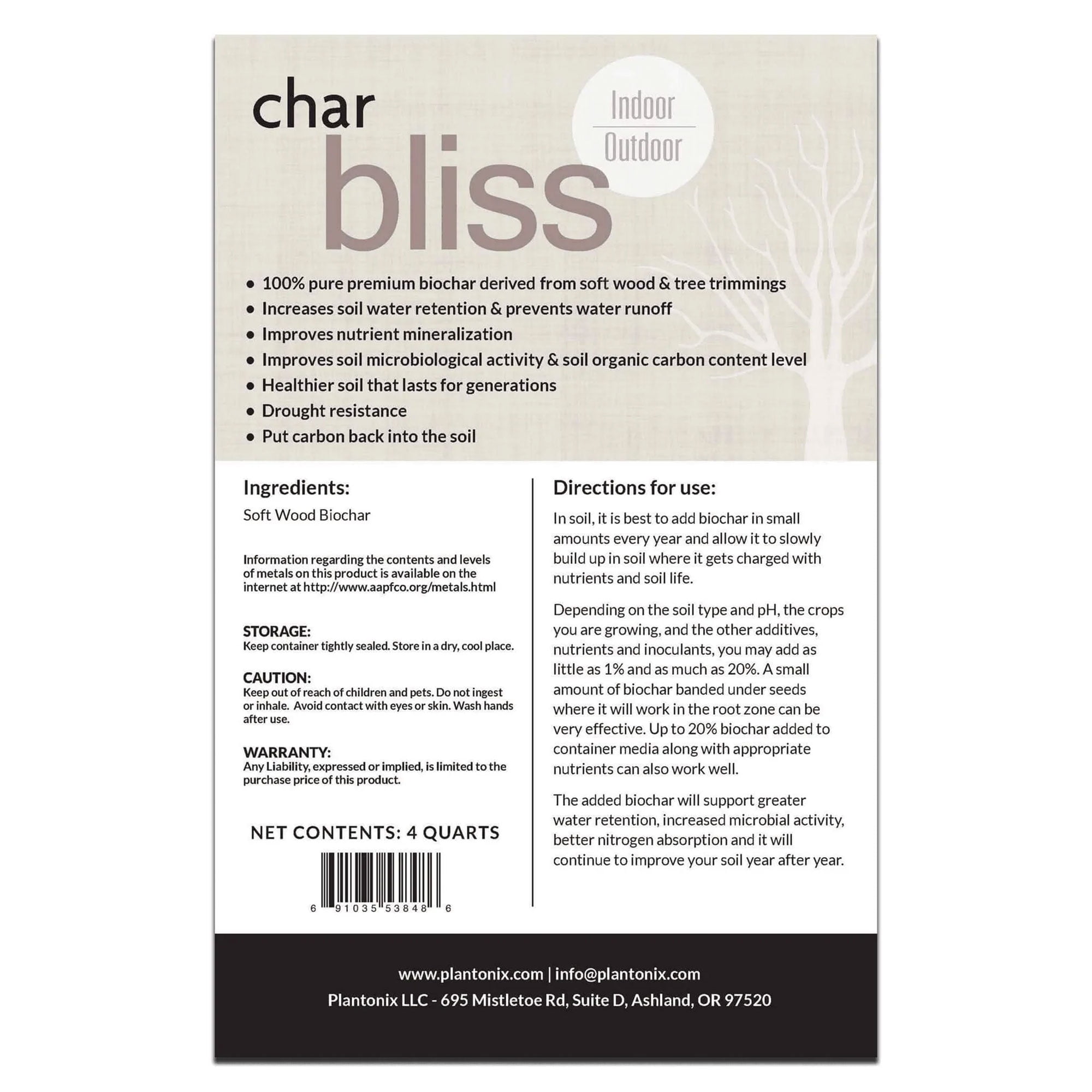 Plantonix Char Bliss Premium Biochar Soil Amendment 1 cu ft
