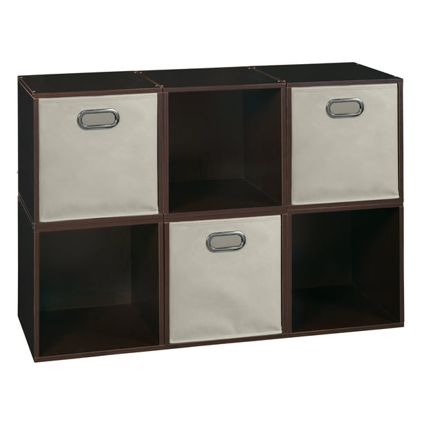Niche Cubo Storage Set - 6 Cubes and 3 Canvas Bins- Truffle/Natural ...