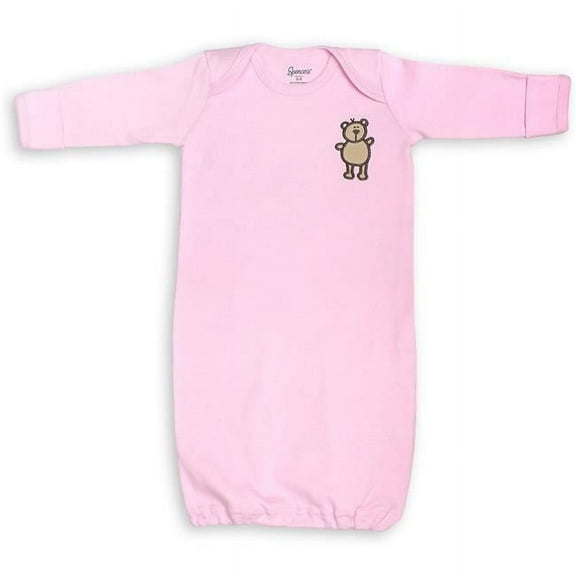 Spencers 710-1-PI Pink Infant Gown with Mitten Cuffs - 0-6 Months