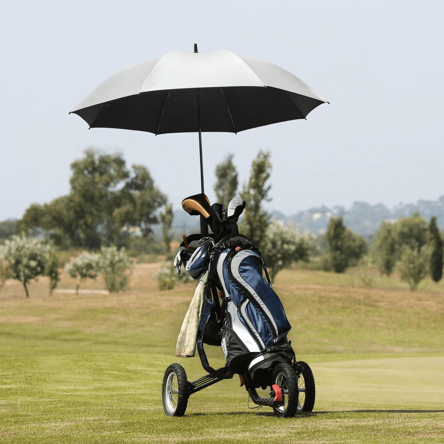 G4Free 54/62 Inch Windproof UV Protection Golf Umbrella Extra Large Silver Coated Automatic Open Stick Long Umbrella