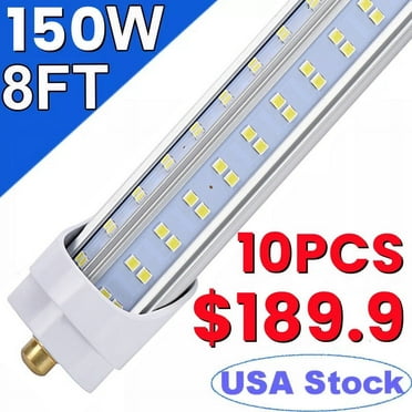 10 PCS 8 Foot LED Bulbs, 150W 18800lm 6000K, Super Bright, T8 T10 T12 LED Tube Lights, FA8 Single Pin LED Lights, Clear Cover, 8 Foot LED Bulbs to Replace Fluorescent Light Bulbs