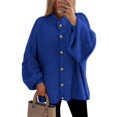 thumbnail image 1 of Suéter PRETTYGARDEN con Botones, Cuello Simulado y Mangas Farol en Azul M, 1 of 5