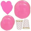Just Artifacts Event and Party Disposable Napkins, Plates, Cups Tableware Kit (39pcs, Hot Pink Heart)