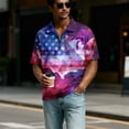 thumbnail image 2 of 250th Anniversary Men's Patriotic Zip Polo Shirt, 1776-2026 Flag Print, Quarter-Zip Collar, Short Sleeve, 4th of July, Commemorative Events, Parades, Summer Casual Wear Deep Red XXL, 2 of 9