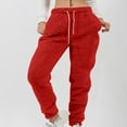 thumbnail image 2 of YOIAVAIOY Women's Warm Lounge Pant Fuzzy Fleece Pants Elastic Waisted Wide Leg Trousers Winter Casual Baggy Trousers Red XXXXXXL, 2 of 7