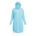 thumbnail image 6 of ClodeEU Women's Zip Long Sleeve Hooded UV Protection Long Jacket ,Casual Solid Color Coat with Pockets Light Blue,Women's Plus L, 6 of 6