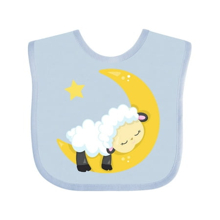

Inktastic Cute Sheep Sleeping Sheep Moon Stars Sleepy Gift Baby Boy or Baby Girl Bib