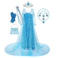 thumbnail image 1 of Disney Frozen Girls Elsa Cosplay Princesa Vestido Lentejuelas Disfraz Snow Queen Fiesta de cumpleaños de Halloween Prom Ropa para niños con Cloak5-6T (Etiqueta 130) Gao Jinjia LED, 1 of 2