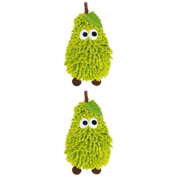 Unique Bargains Chenille Hanging Hand Towel with Cute Fruit Pattern Green 11" x 7"