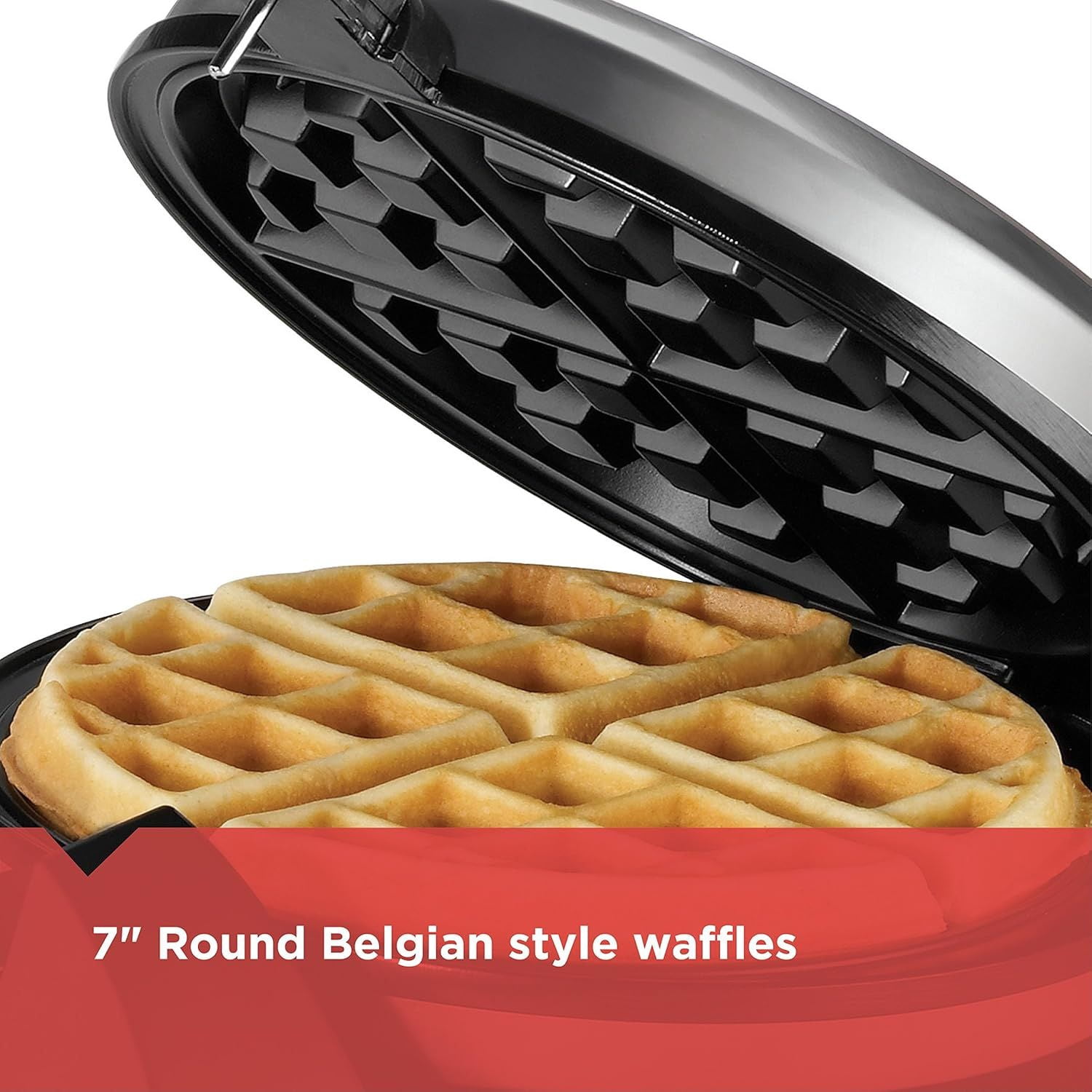 Flip Waffle Maker, Silver, 4 Belgian Waffles